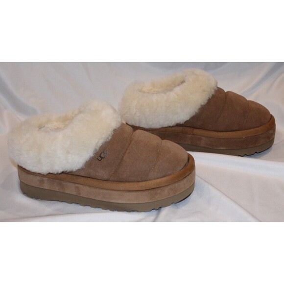 UGG TAZZLITA CHESTNUT SUEDE SHEEPSKIN PLATFORM SLIPPERS WOMEN'S NIB - Picture 5 of 8